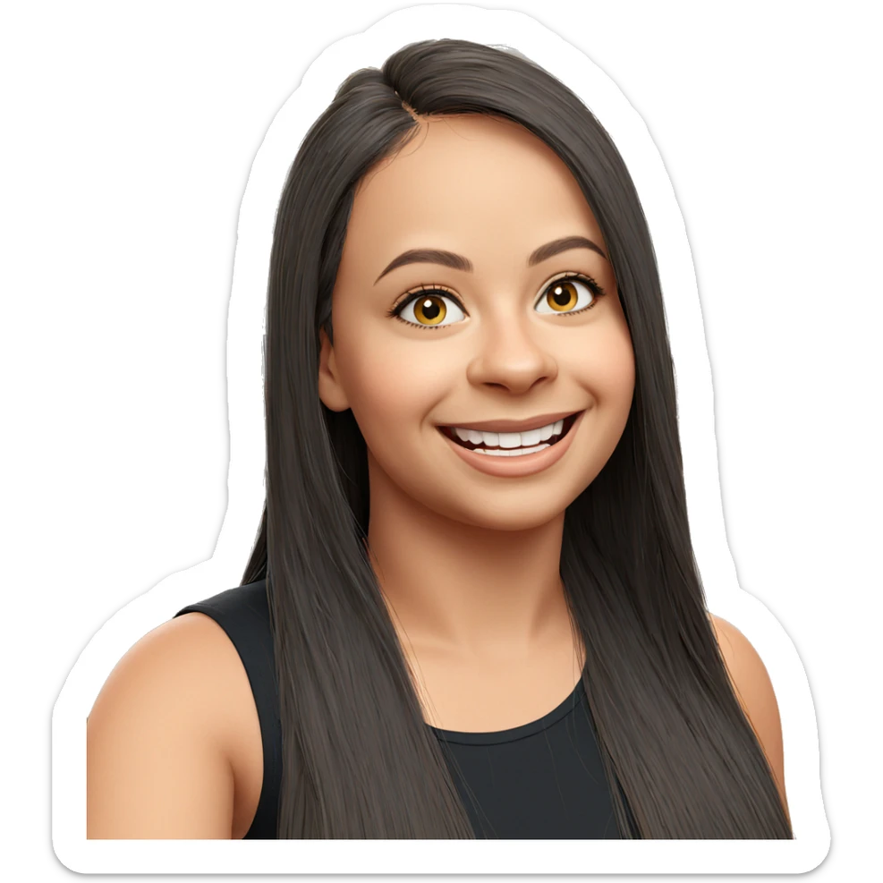 smiling girl with long hair sticker