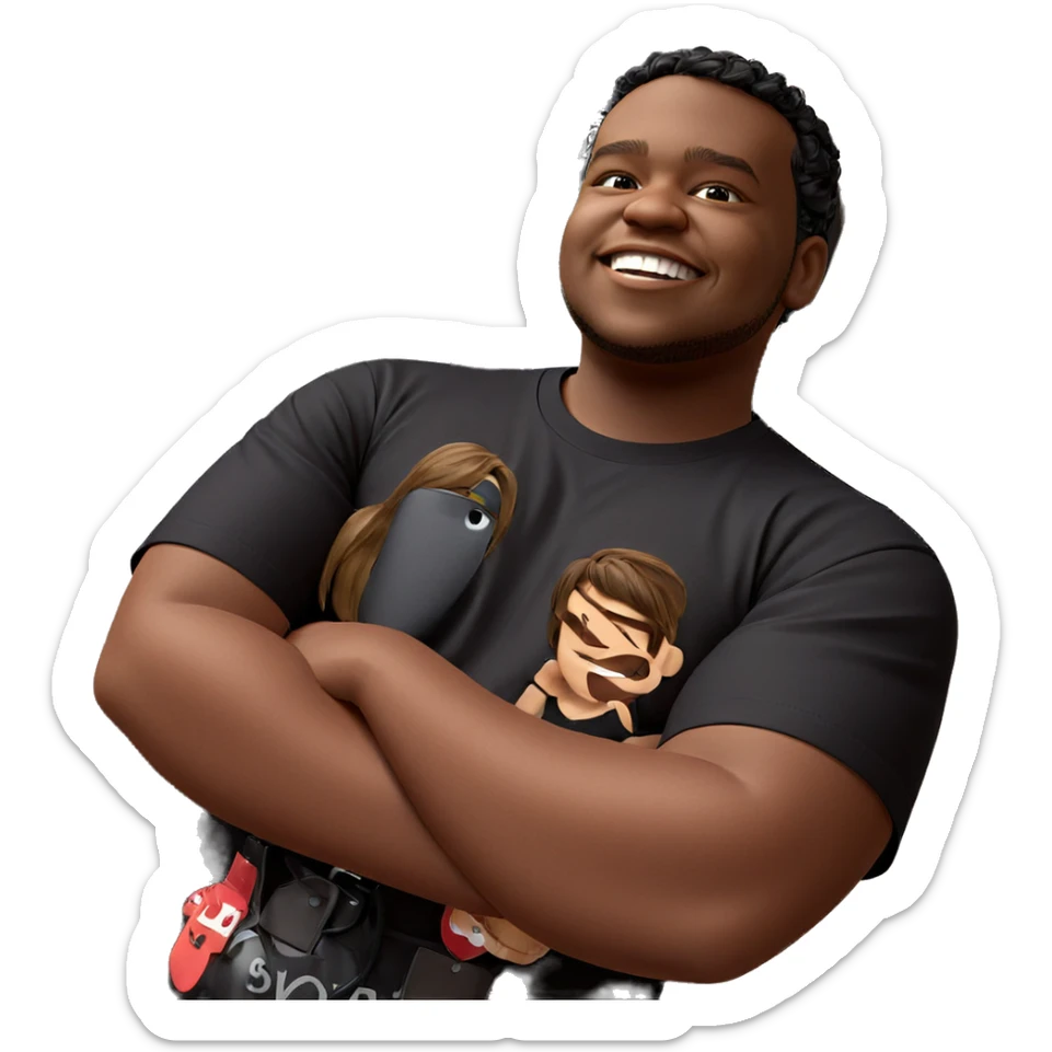 playful smile in black shirt sticker