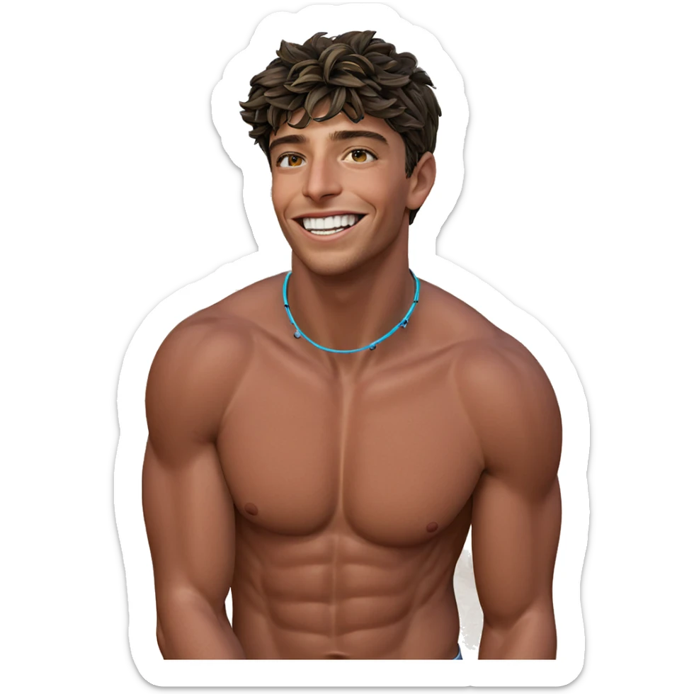 smiling topless guy outdoors sticker