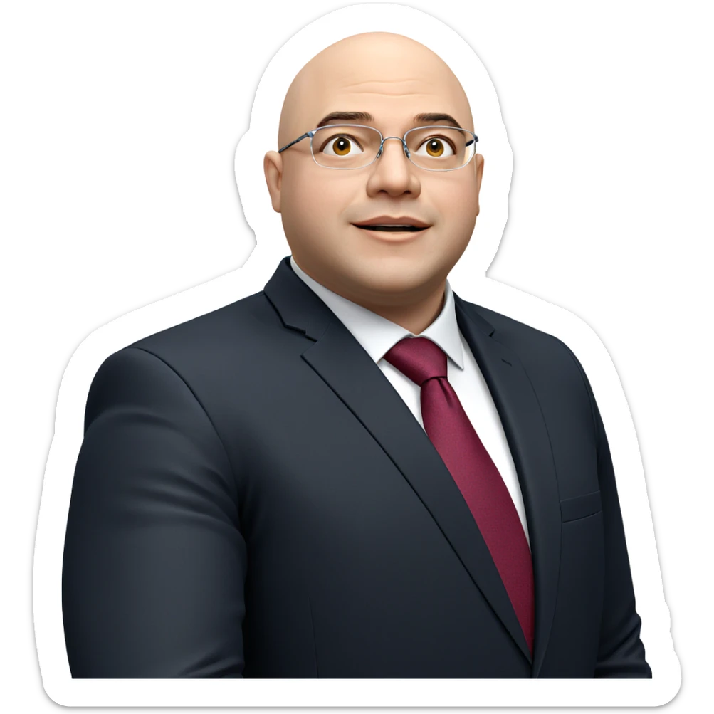 bald man in formal attire sticker