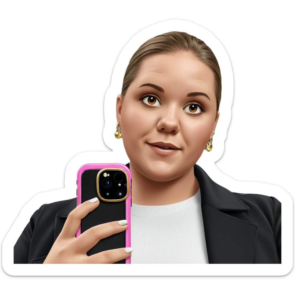 girl taking selfie with jewelry sticker