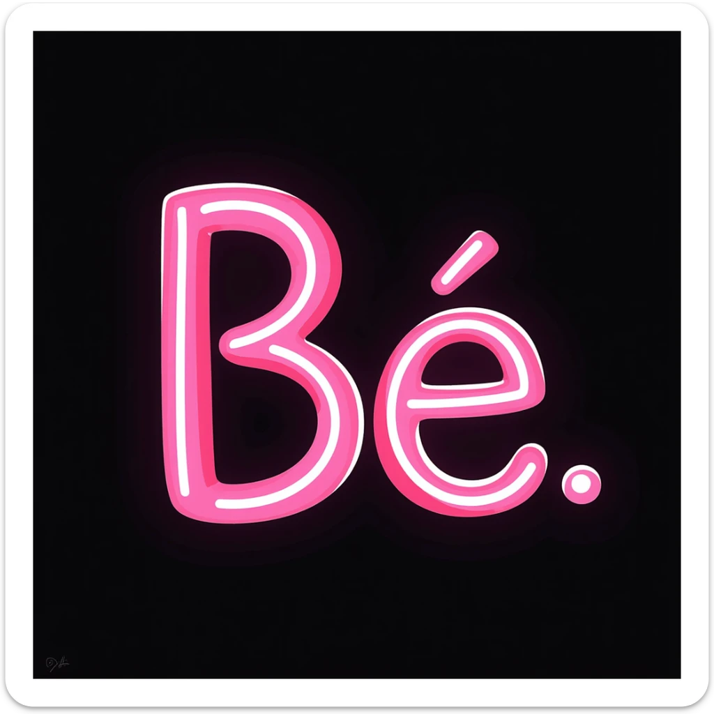 Cyrillic capital letter Б (Be) with bright neon glowing effect sticker
