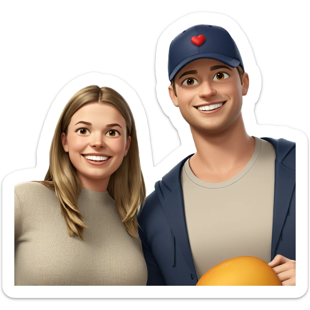 smiling couple in casual attire sticker