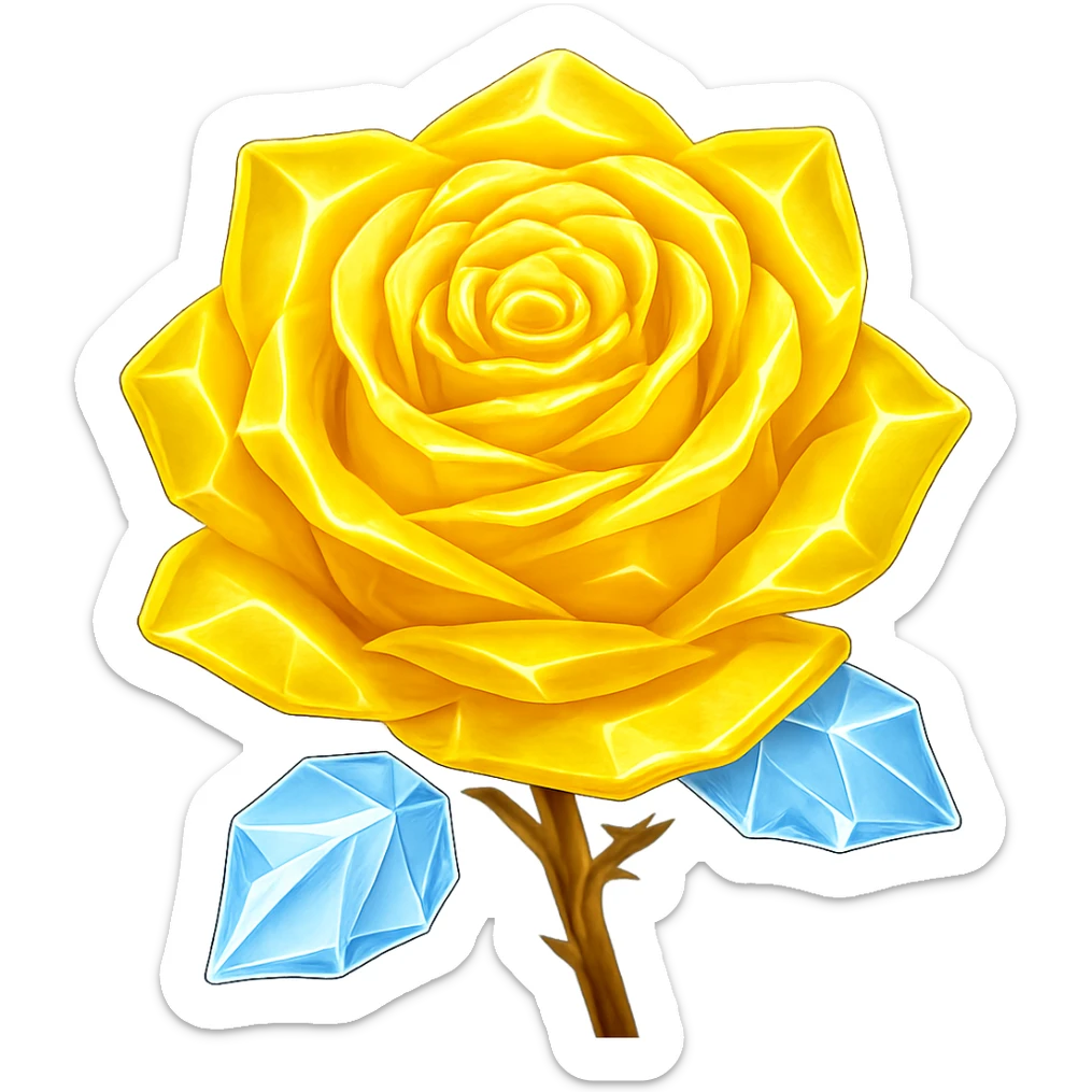 Make the rose made of ice yellow in the style of emoji, keeping the emoji style look and no background. sticker