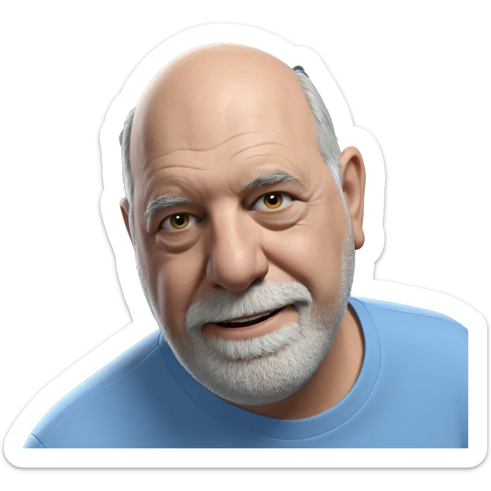 blue shirt old man portrait sticker