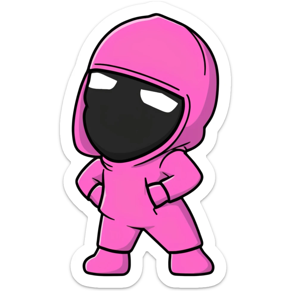 sassy female hustler in pink balaclava, entrepreneurial woman, confident pose sticker