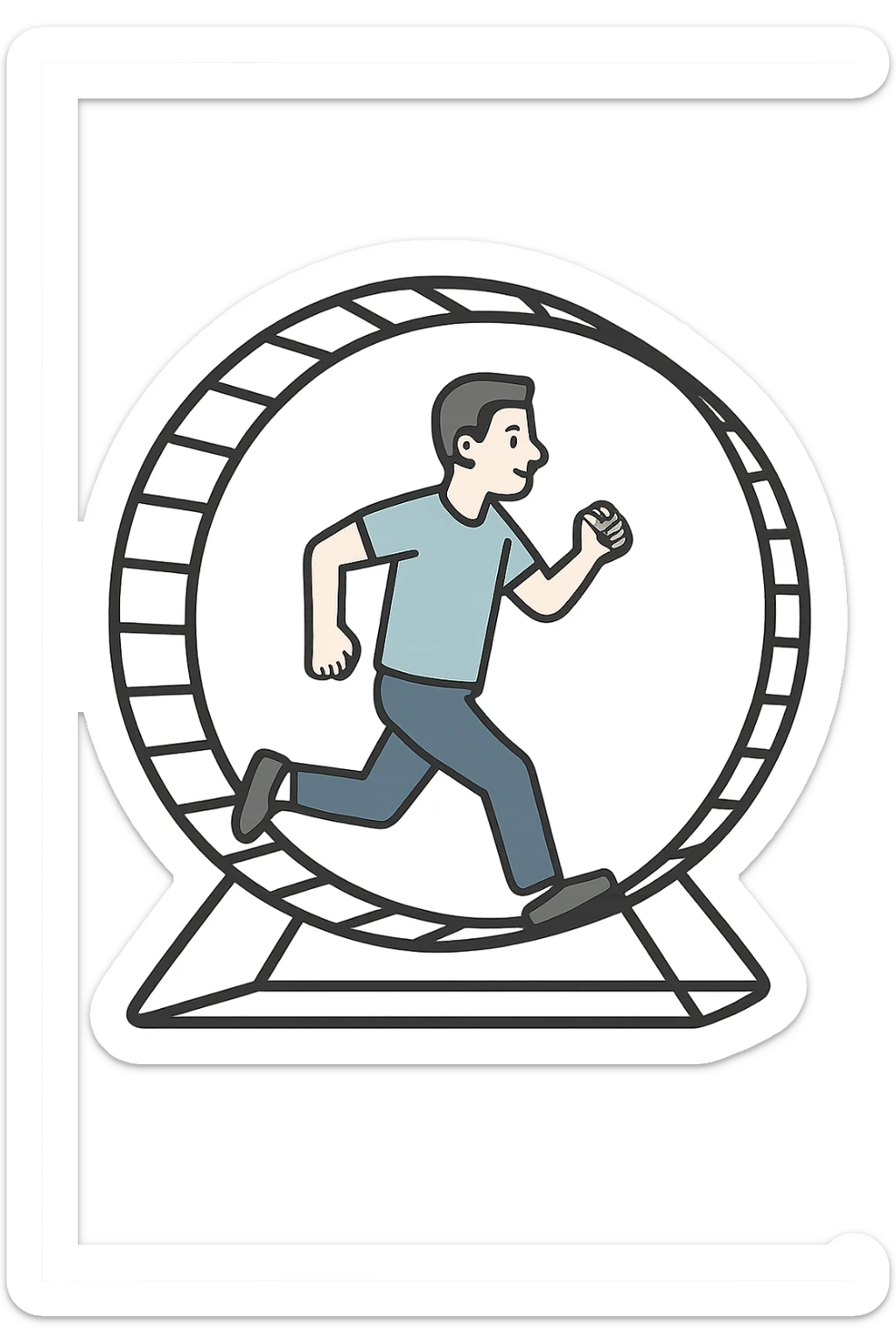 Uomo che corre dentro la ruota del criceto sticker