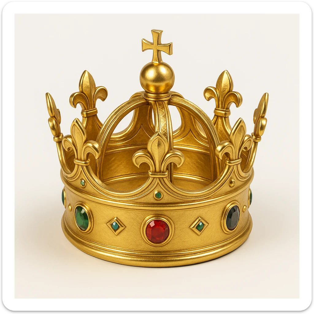 a gold crown with jewels, gold style sticker