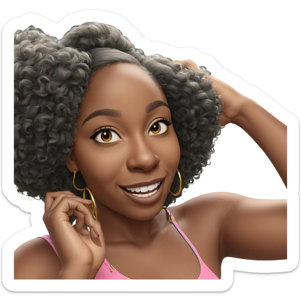 smiling girl with hoop earrings sticker