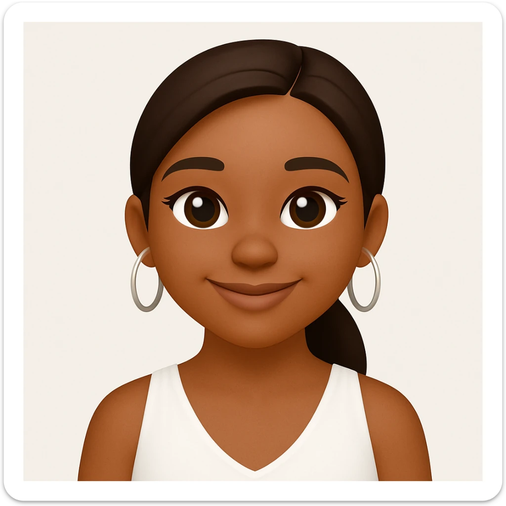 turn the second man in emoji style of the 1st image, match the facial features and match dressing style of the 2nd image, she is wearing white tank top lose sticker