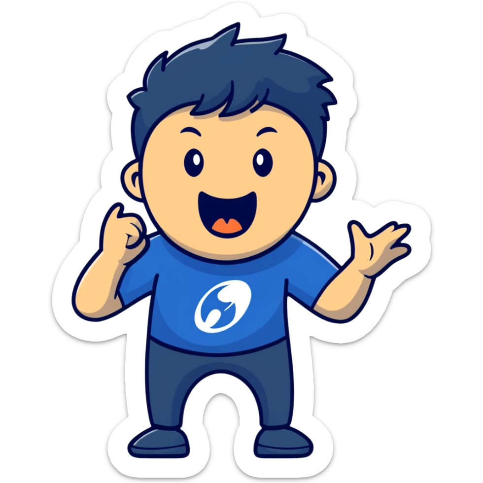 screaming IT guy wearing an Atlassian Jira t-shirt, cartoonish sticker sticker