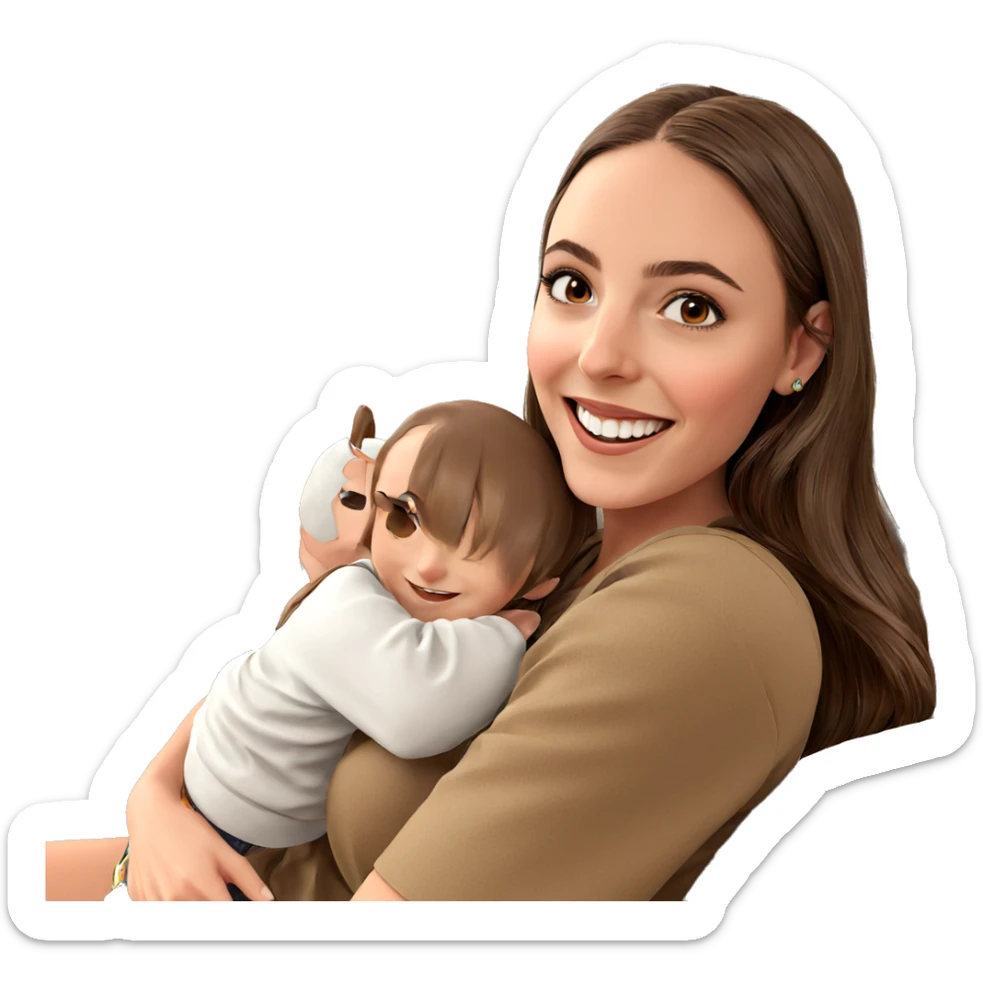 smiling girl with brown hair sticker