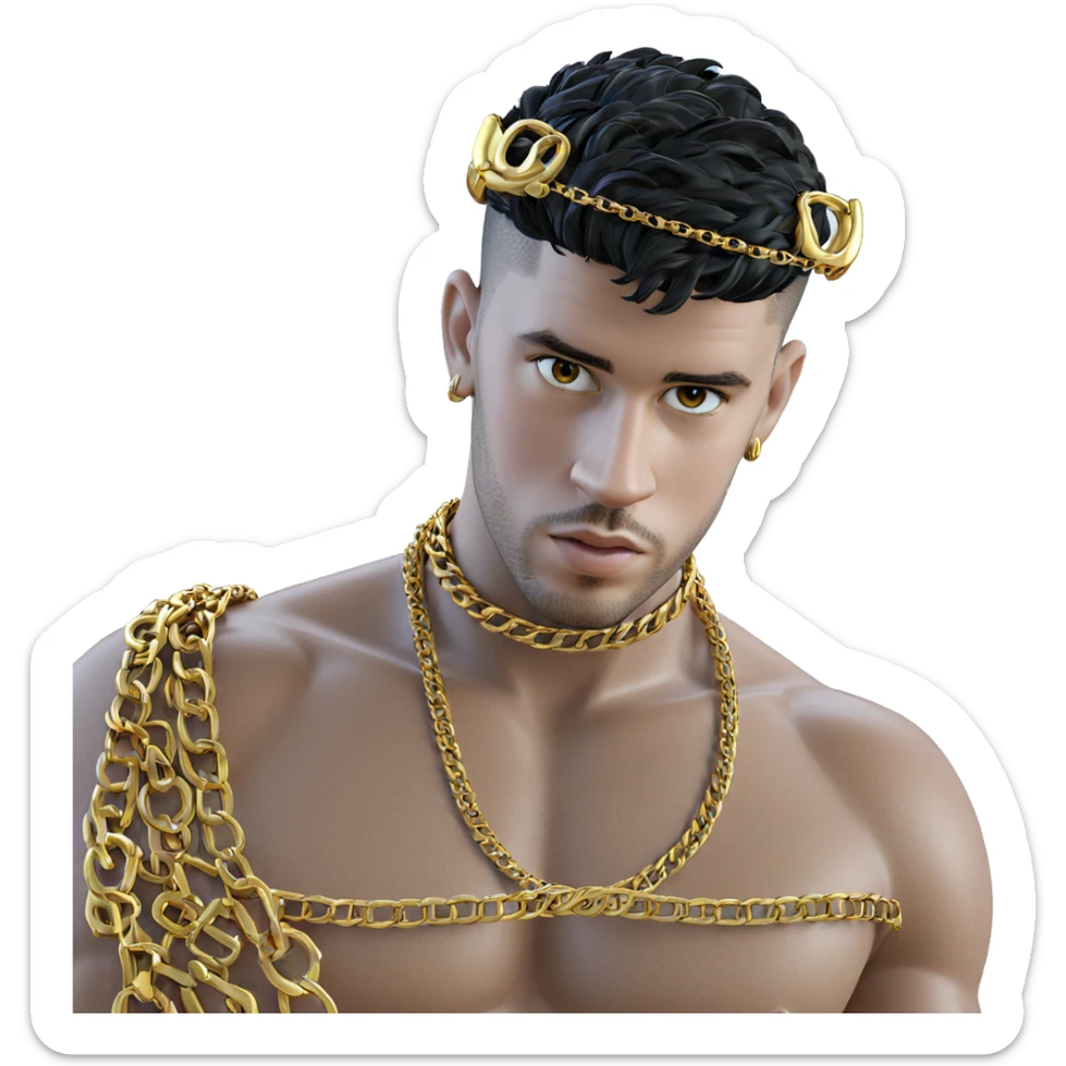 gold chain necklace portrait sticker