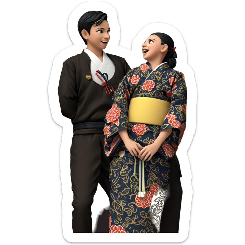 japanese boy in traditional kimono sticker