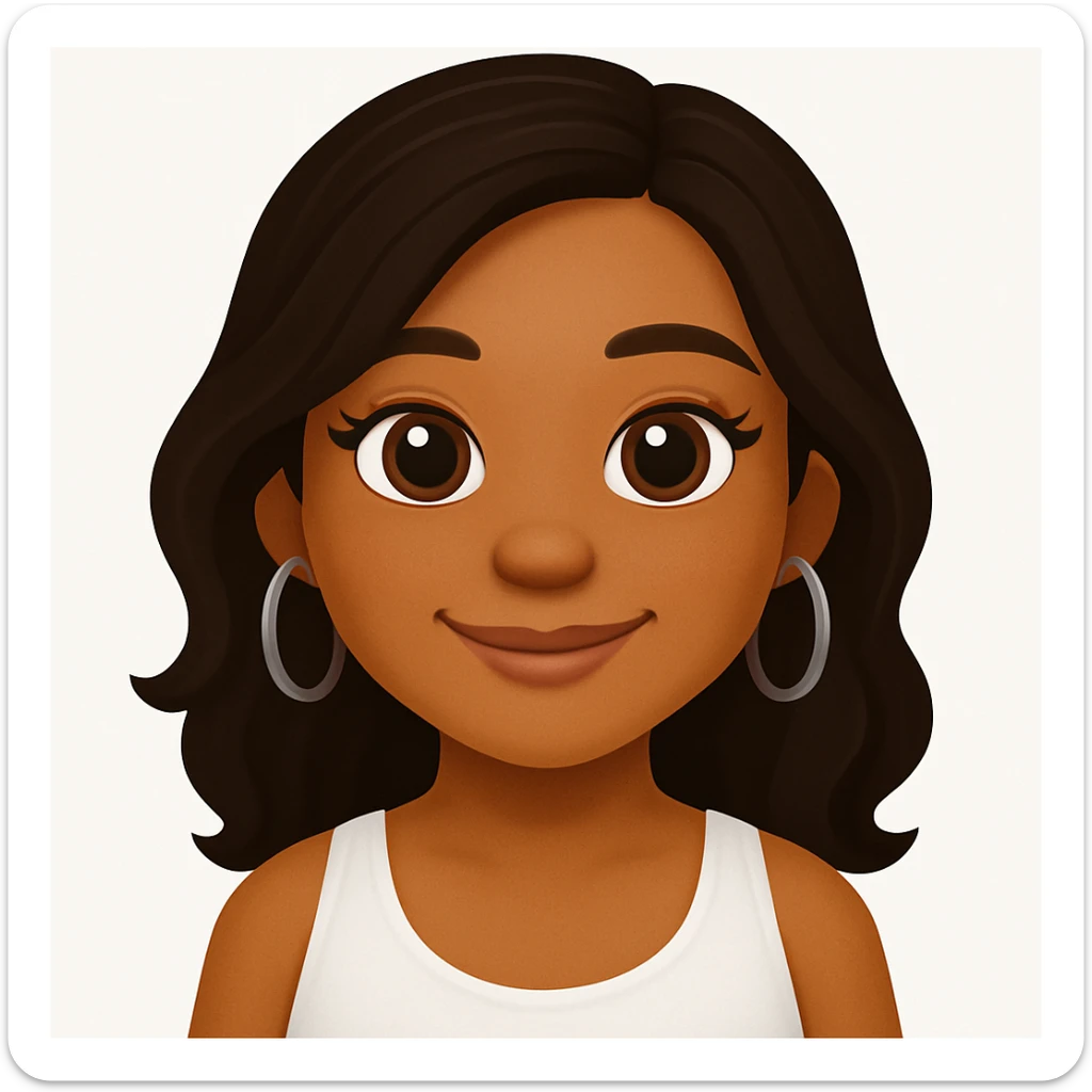 turn the second man in emoji style of the 1st image, match the facial features and match dressing style of the 2nd image, she is wearing white tank top lose sticker
