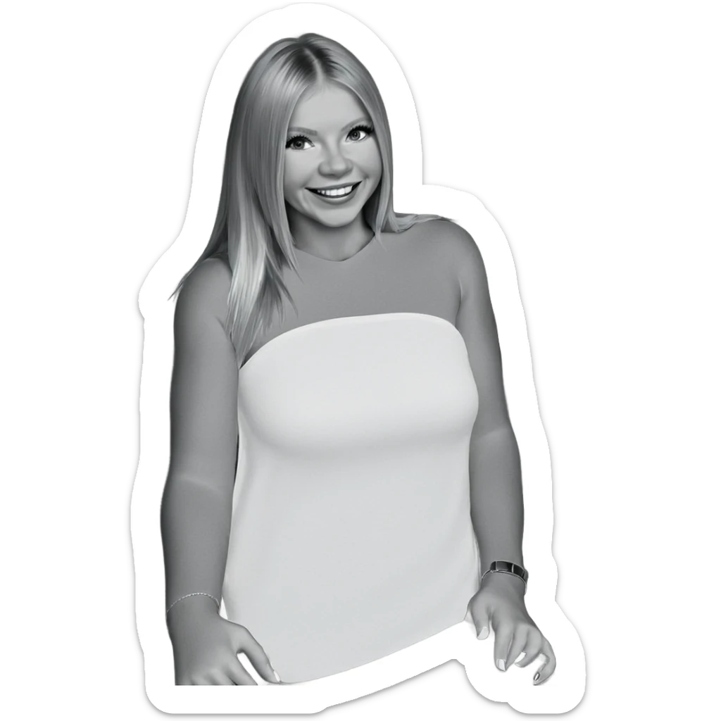 smiling girl in monochrome sticker