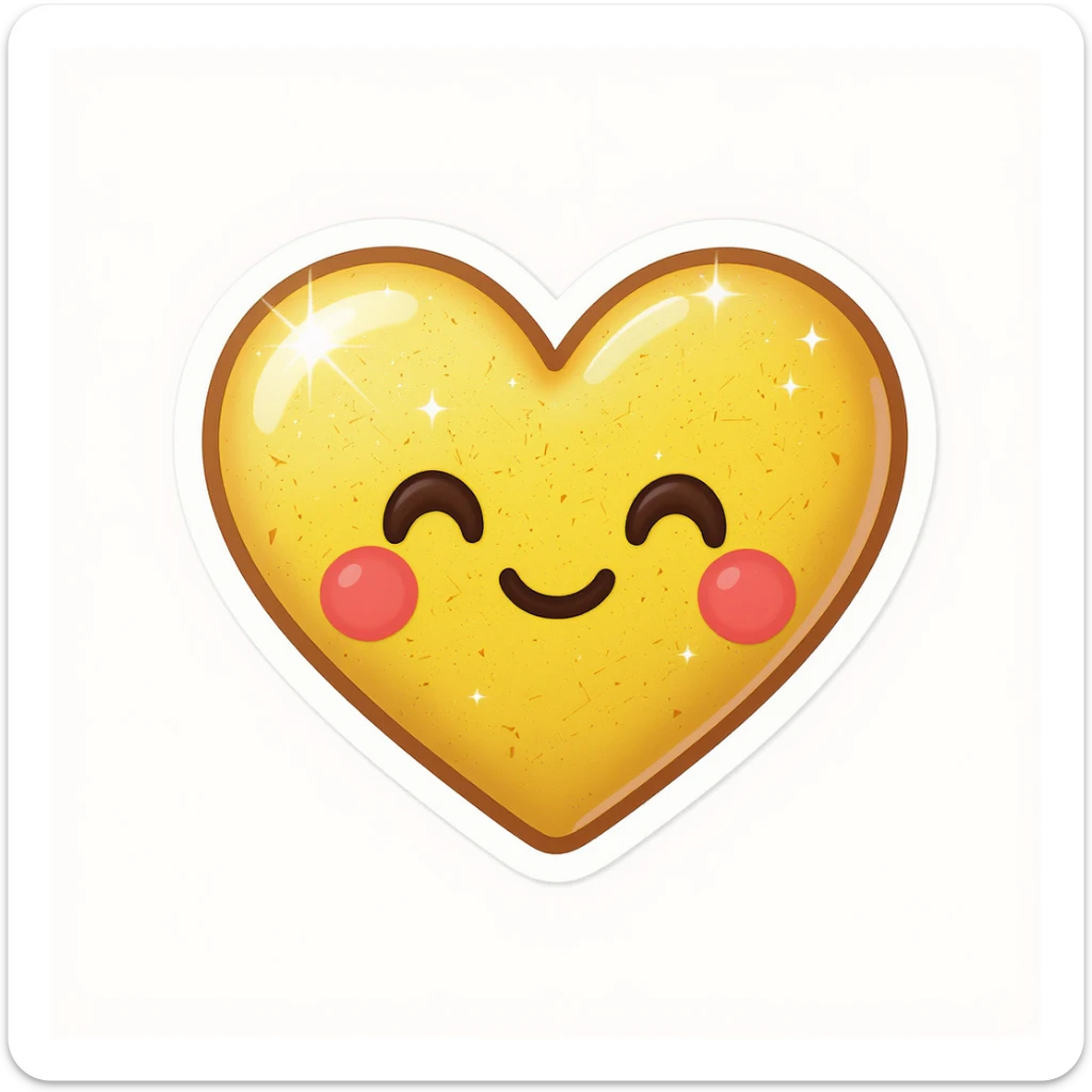 food heart emoji, cute and shiny, no background sticker