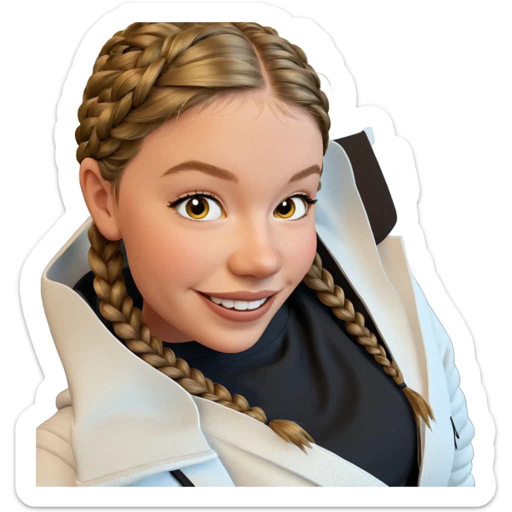 smiling girl with braided hair sticker