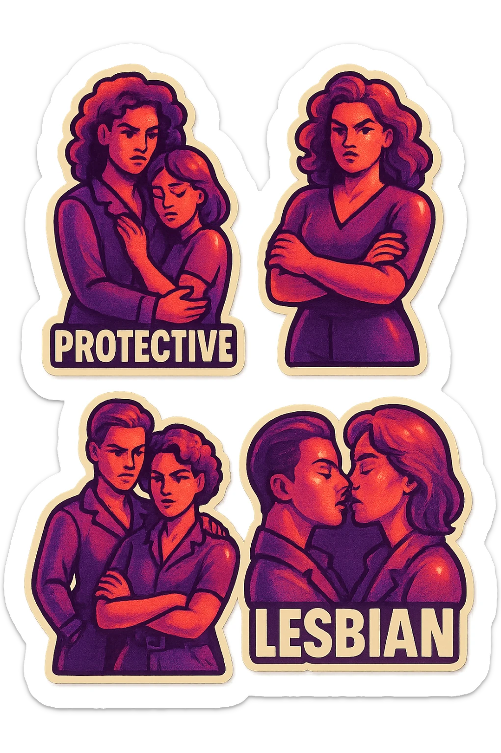 lesbian sticker pack - women who made it for women who love women - bossy dominative style, mood: protective sticker