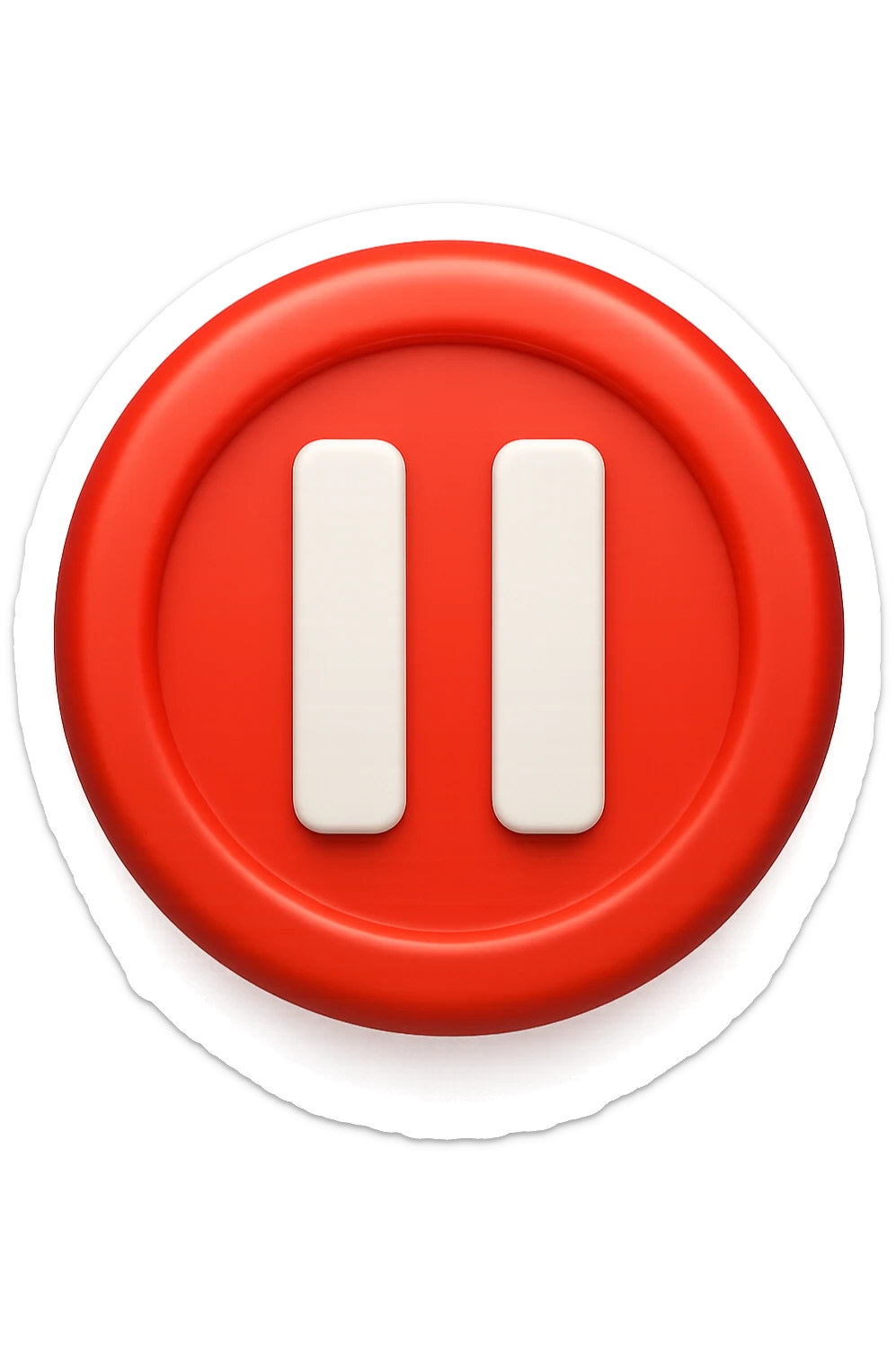 emoji stile iphone di un  simbolo di pausa in un cerchio rosso, iperrealistico 4k sticker