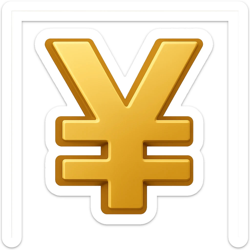 Change the color of the 3D yuan sign emoji to gold, keeping the emoji style and 3D look, no text. sticker