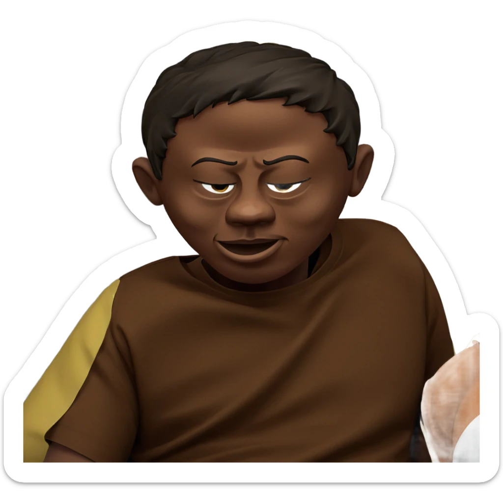 dark-skinned boy with closed eye sticker