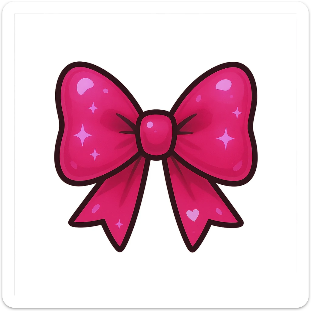 kpop bow emoji, cute and shiny, with a heart accent, no background sticker