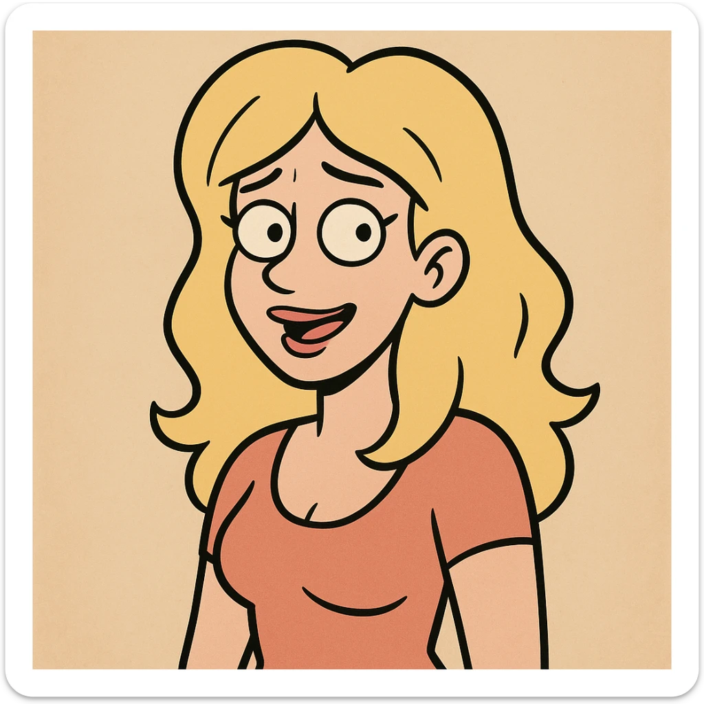cartoon style illustration of a blonde woman sticker