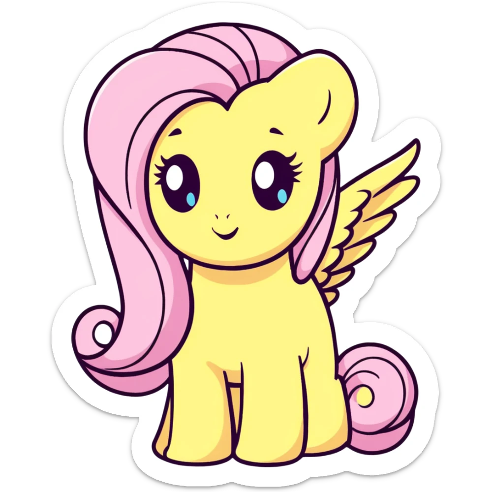 cute cartoon sticker of Fluttershy in pastel colors sticker