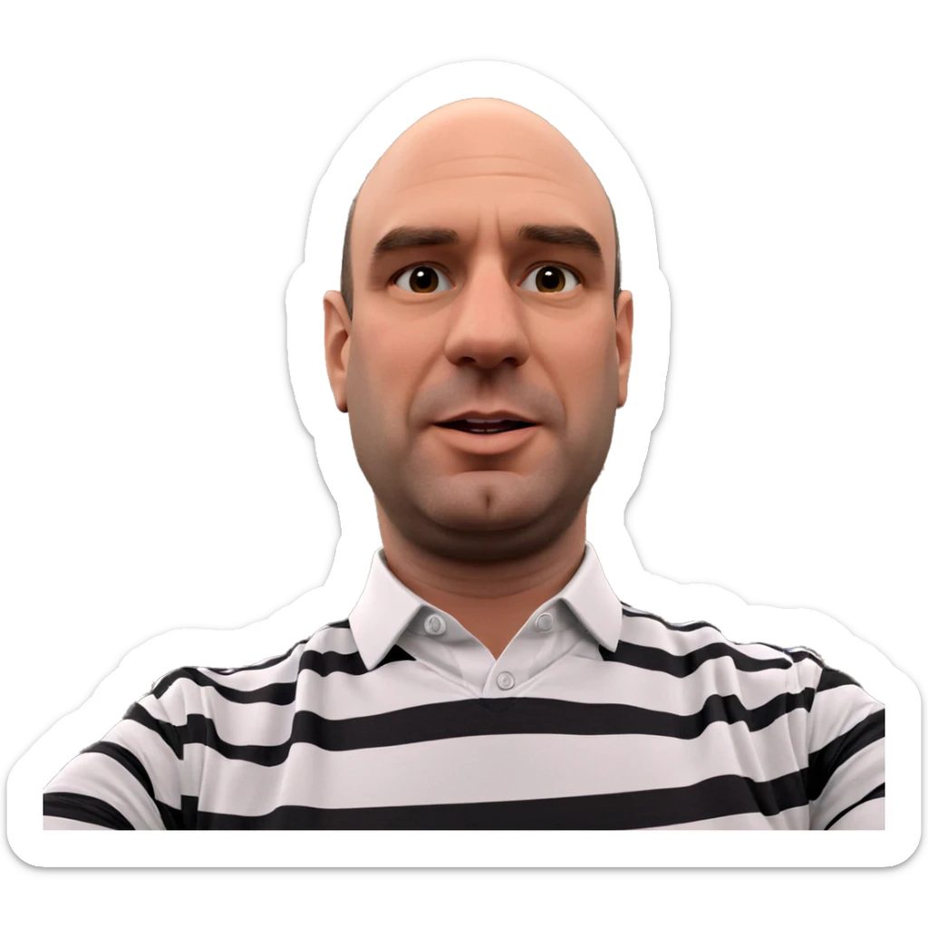 bald male in striped shirt sticker