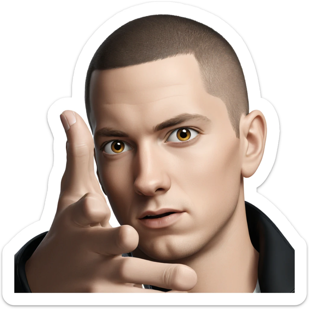 male portrait with buzz cut sticker