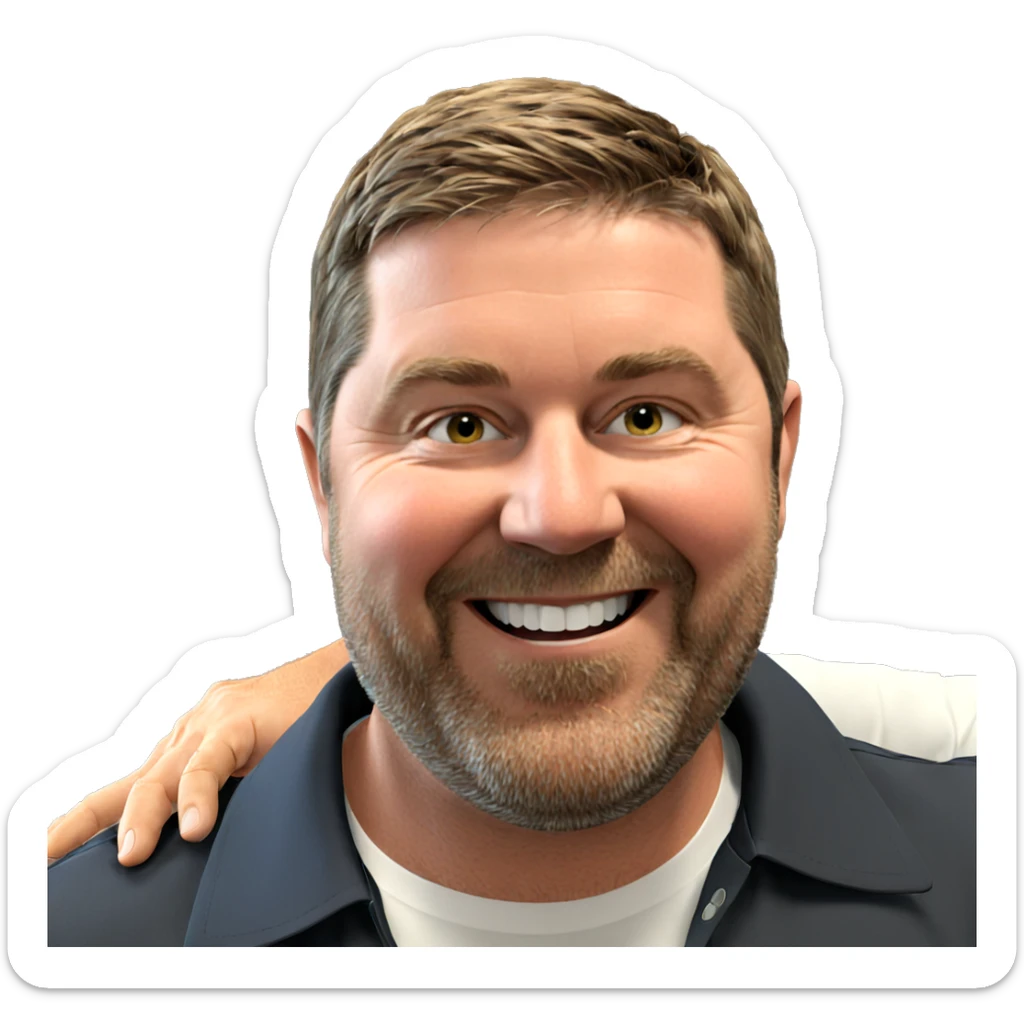 smiling man in white shirt sticker