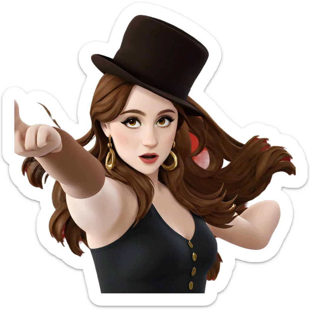 girl with brown hair hat sticker