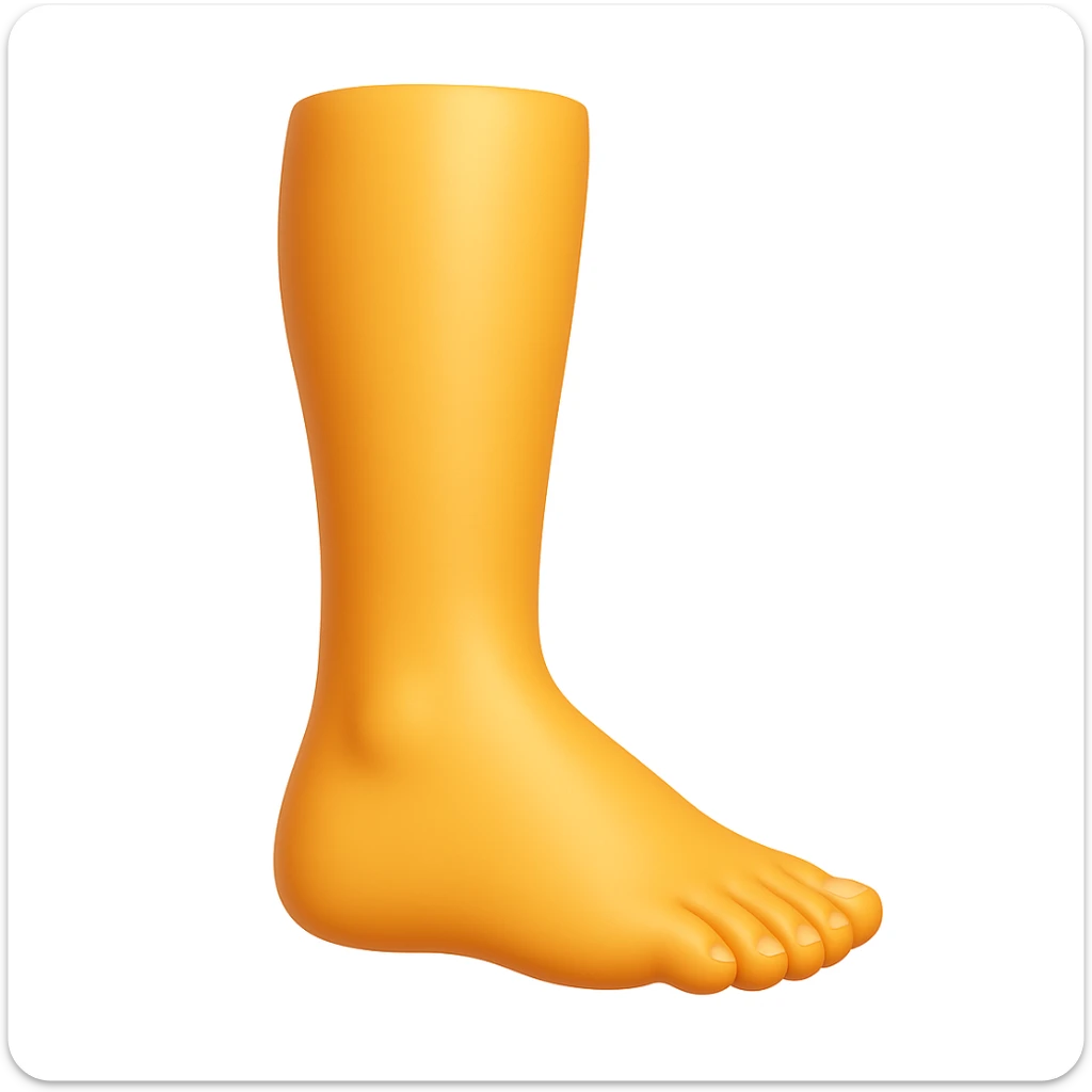 Create a single leg emoji that looks exactly like one of the legs in the reference image, in iOS emoji style. The emoji should have 3D appearance, shiny surface, smooth gradients, soft shadows, and a realistic leg and foot with the classic emoji look. sticker