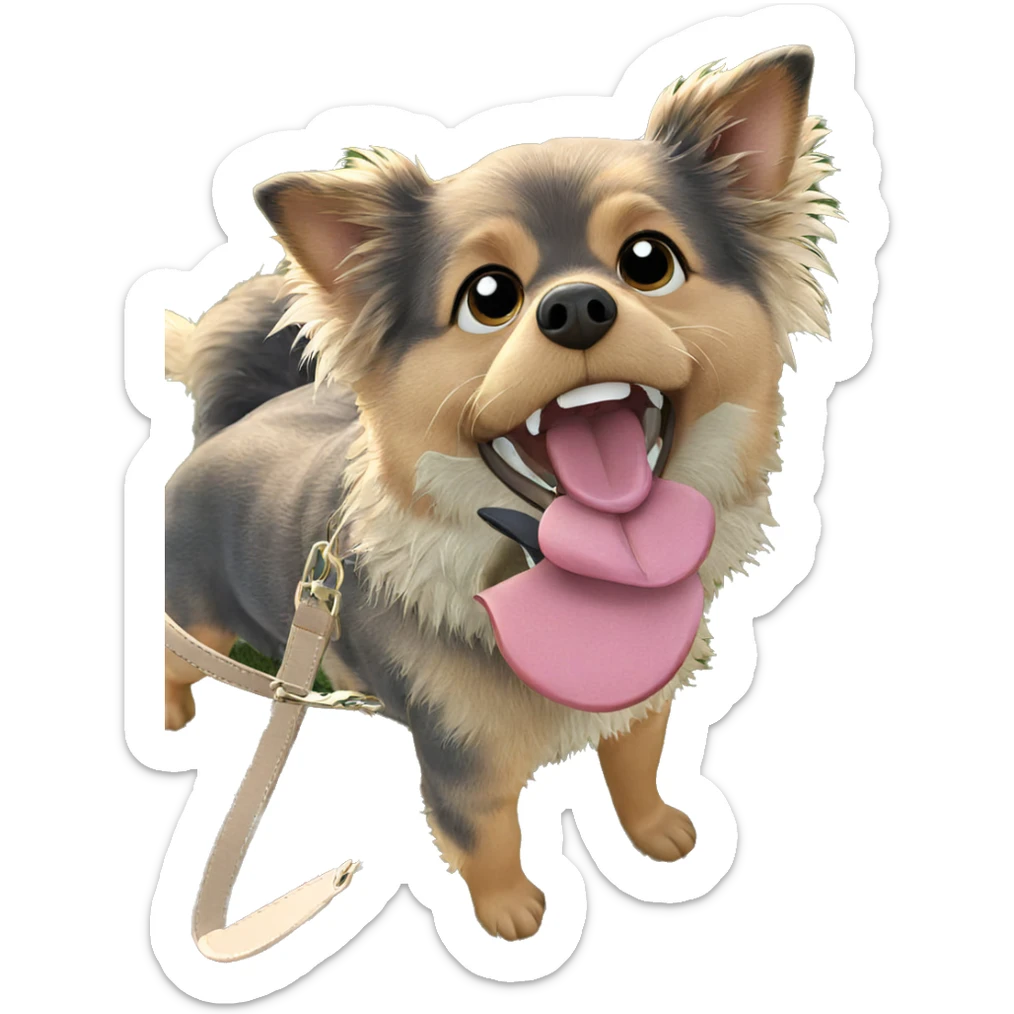 dog playing in the grass sticker