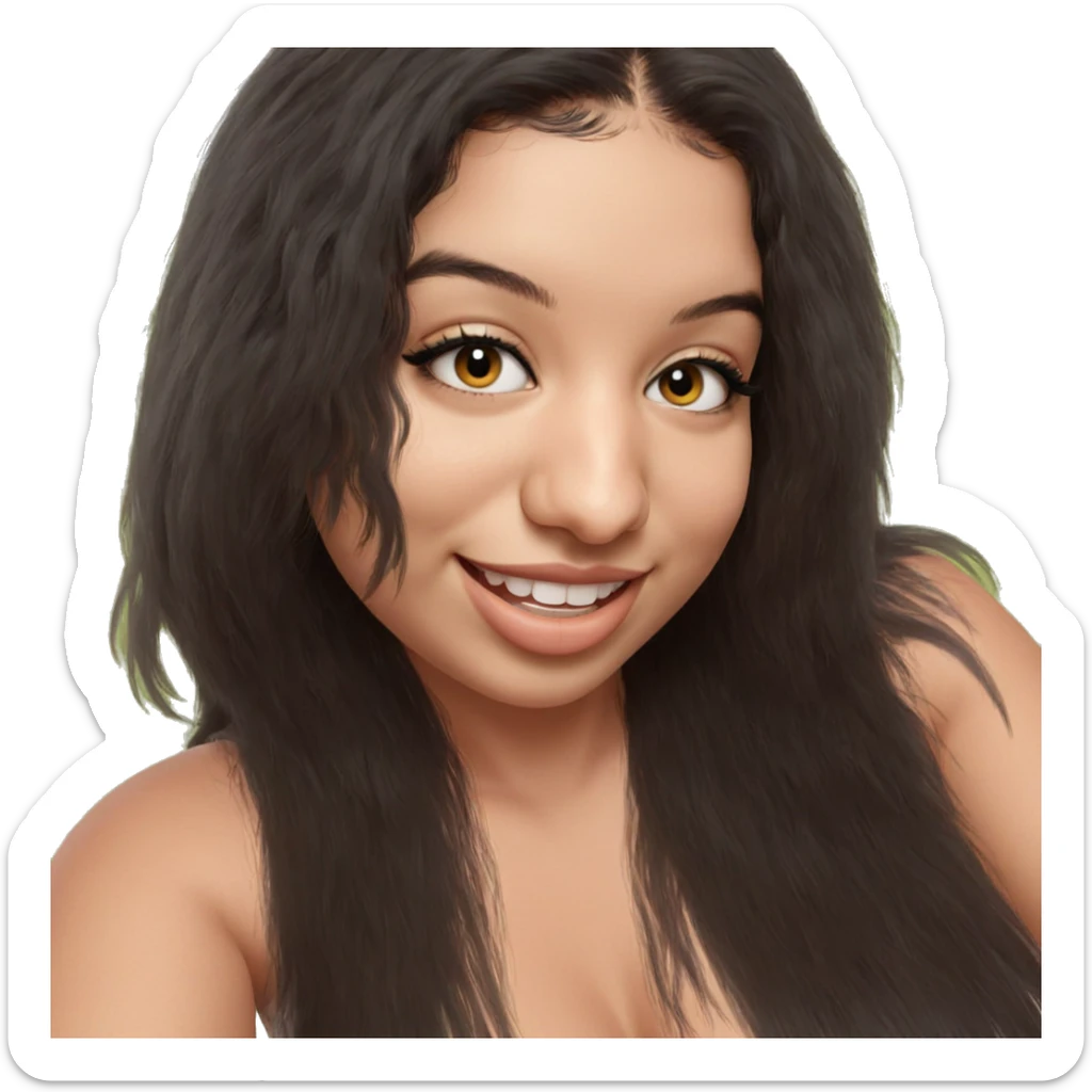 smiling girl with black hair sticker