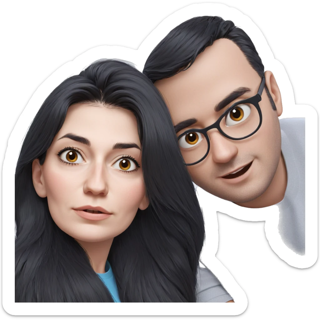 black-haired girl and boy sticker