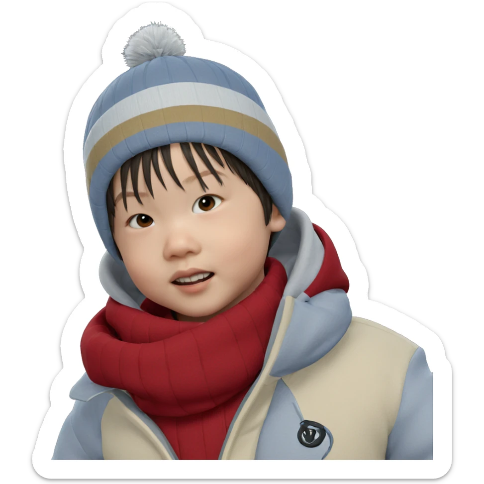winter boy in cozy attire sticker