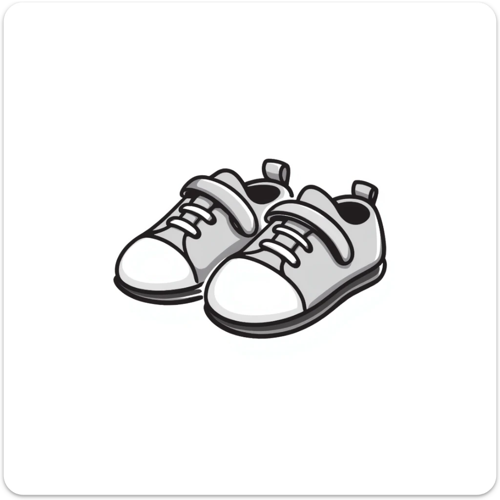 a pair of children's shoes, small sneakers or sandals, with cute details, in pastel colors dd9fb0, ffc6d3, a3bfc9, c4bee2, f1b091, detailed hand-drawn doodle style sticker