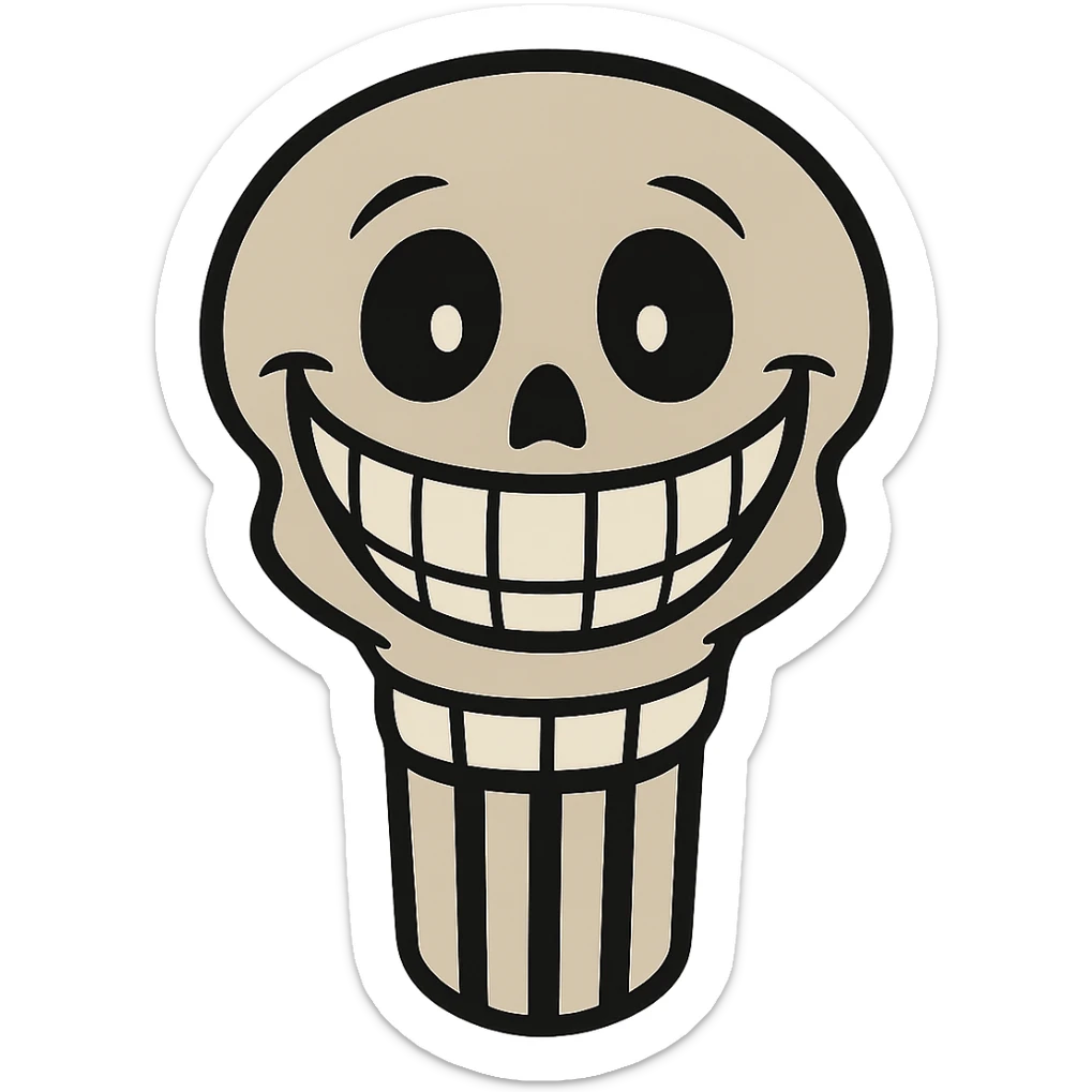 Add a lower jaw to complete the mouth and smile, keeping the skull happy and cheerful. Remove the background. sticker