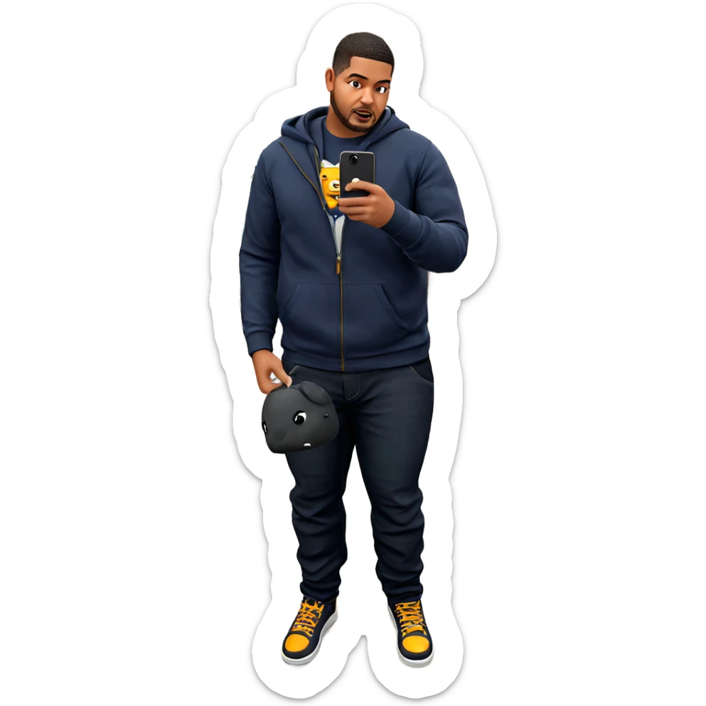 casual male with phone indoors sticker