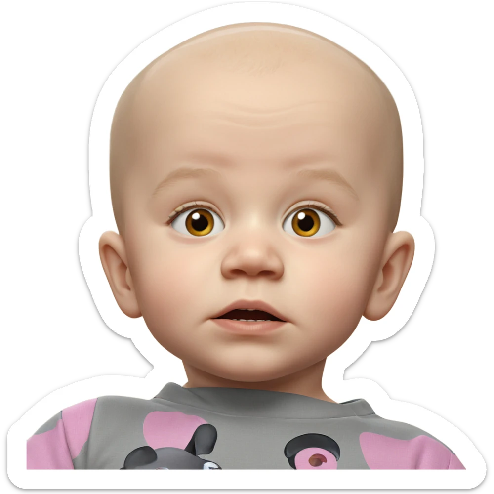 bald boy portrait looking at viewer sticker