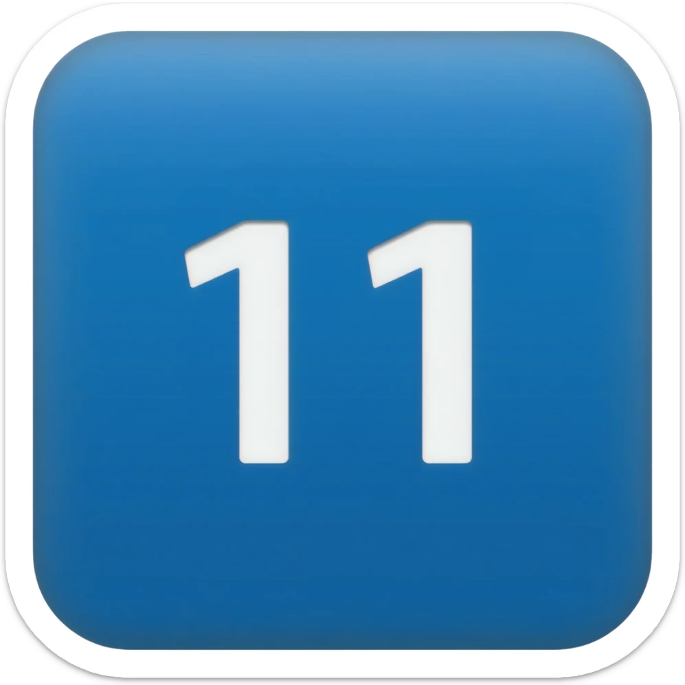 Blue square with white text 11 sticker