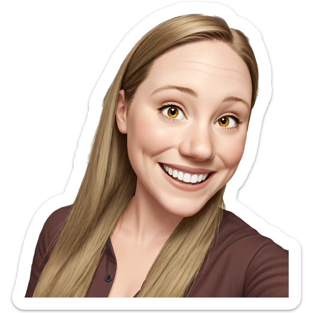 smiling girl with brown hair sticker