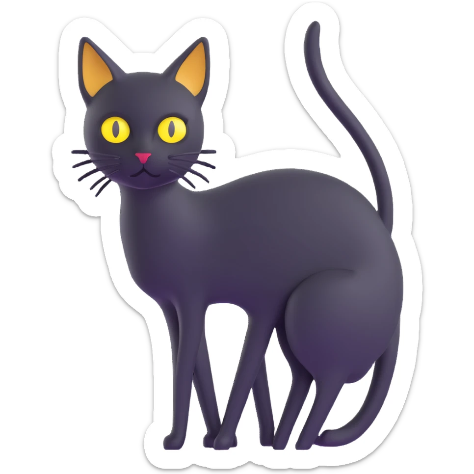 skinny black cat with yellow eyes sticker