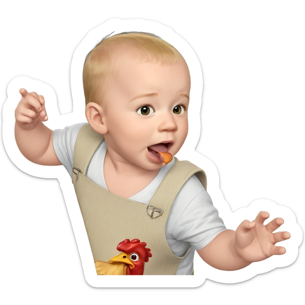 boy with chicken and tongue sticker