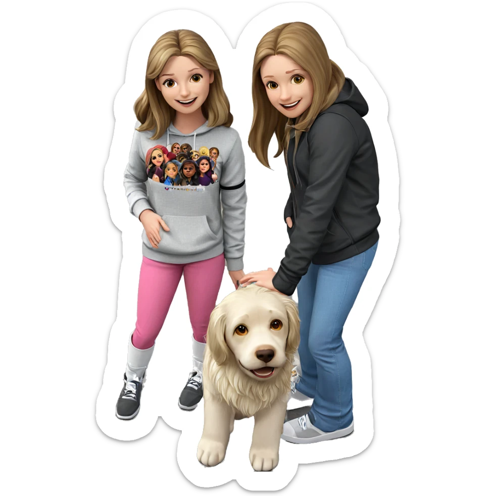 girls enjoying a sunny day sticker