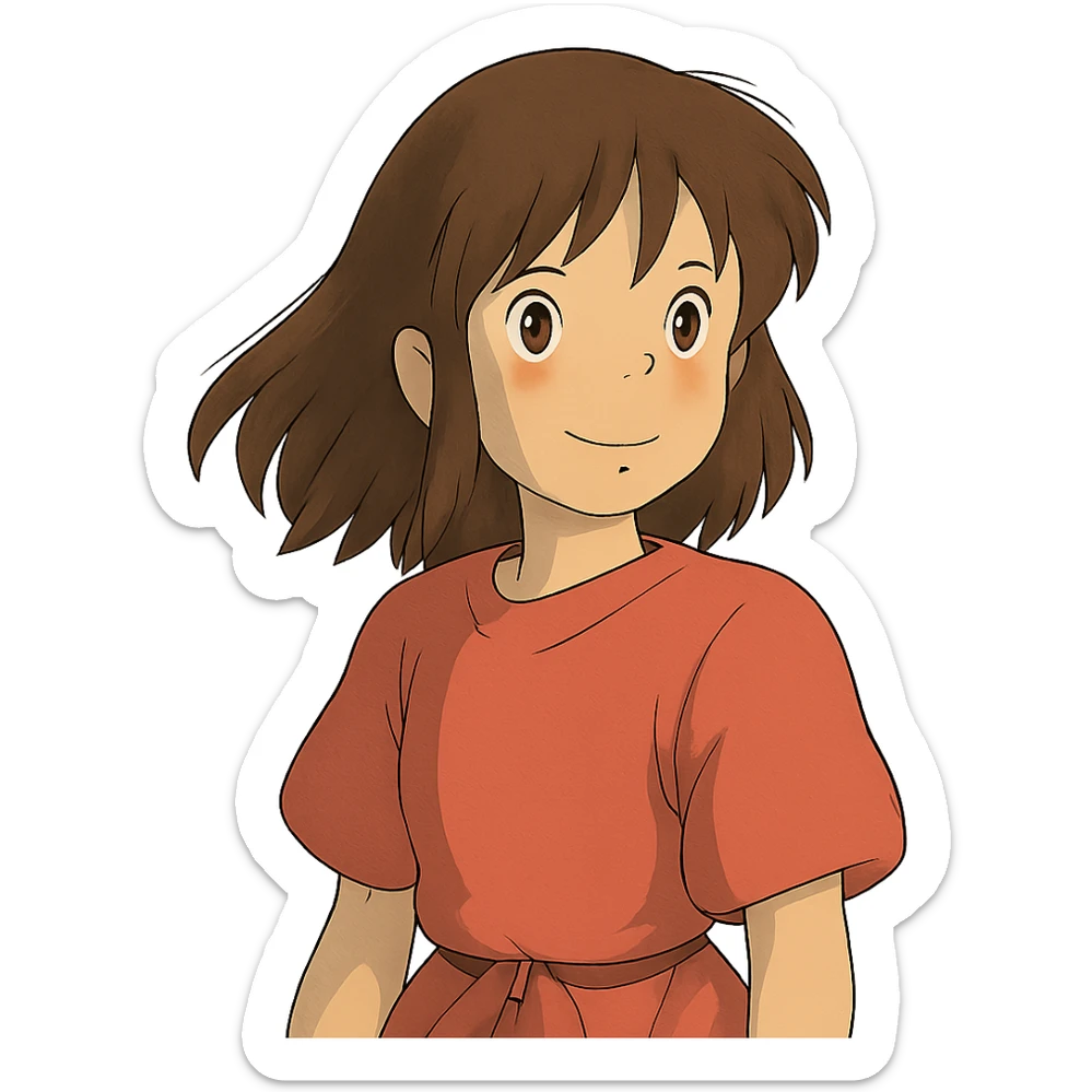 a girl as a film character sticker