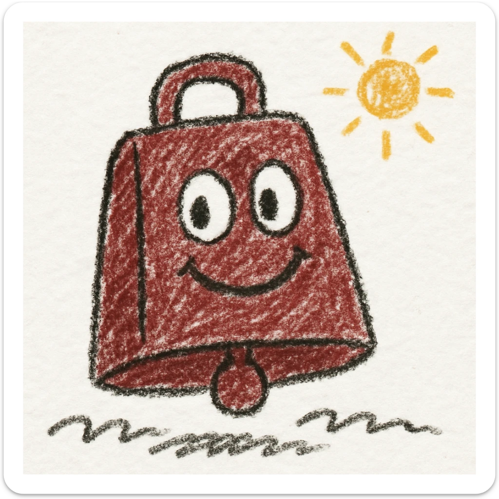 maroon cowbell, playful cartoon style, bold lines sticker