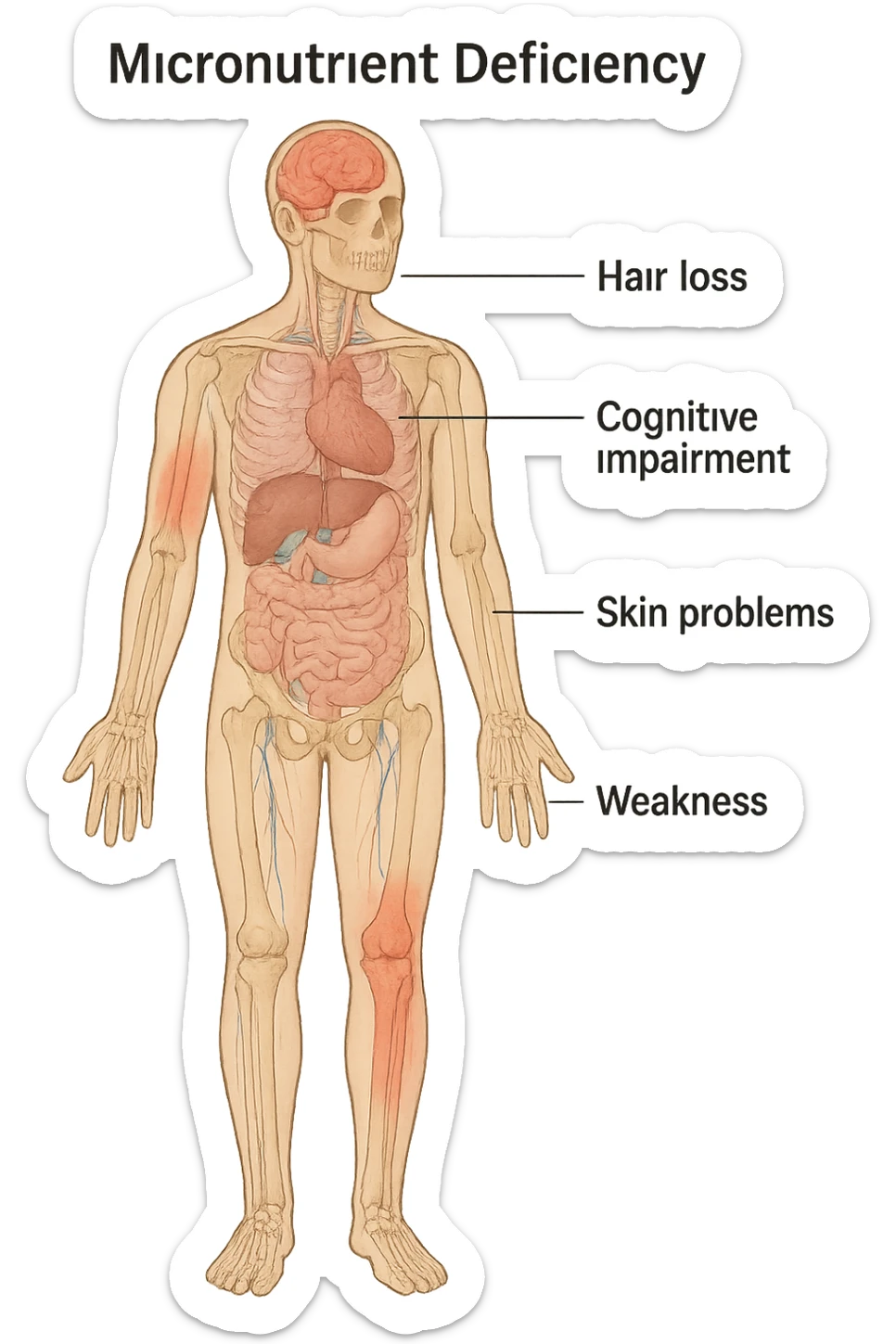 corpo umano in carenza di micronutrienti in italiano sticker